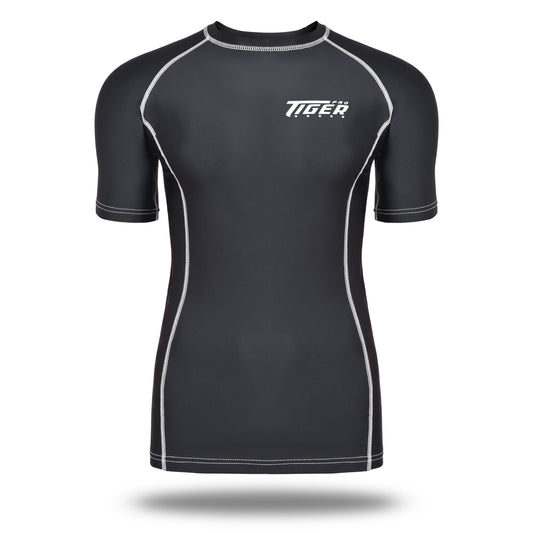 MMA Rash Guard Solid BLK Short Sleeve image 1