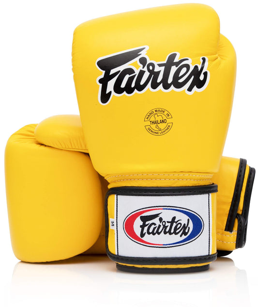 Boxing Gloves in Leather Tight Fit Breathable Yellow - 12oz image