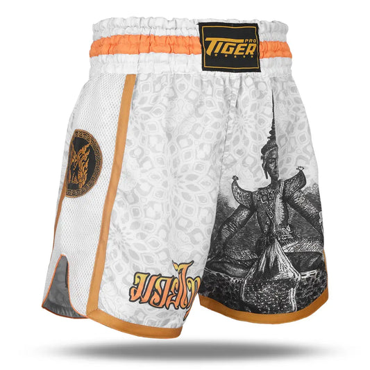 Thai Boxing Shorts White Budda image 1