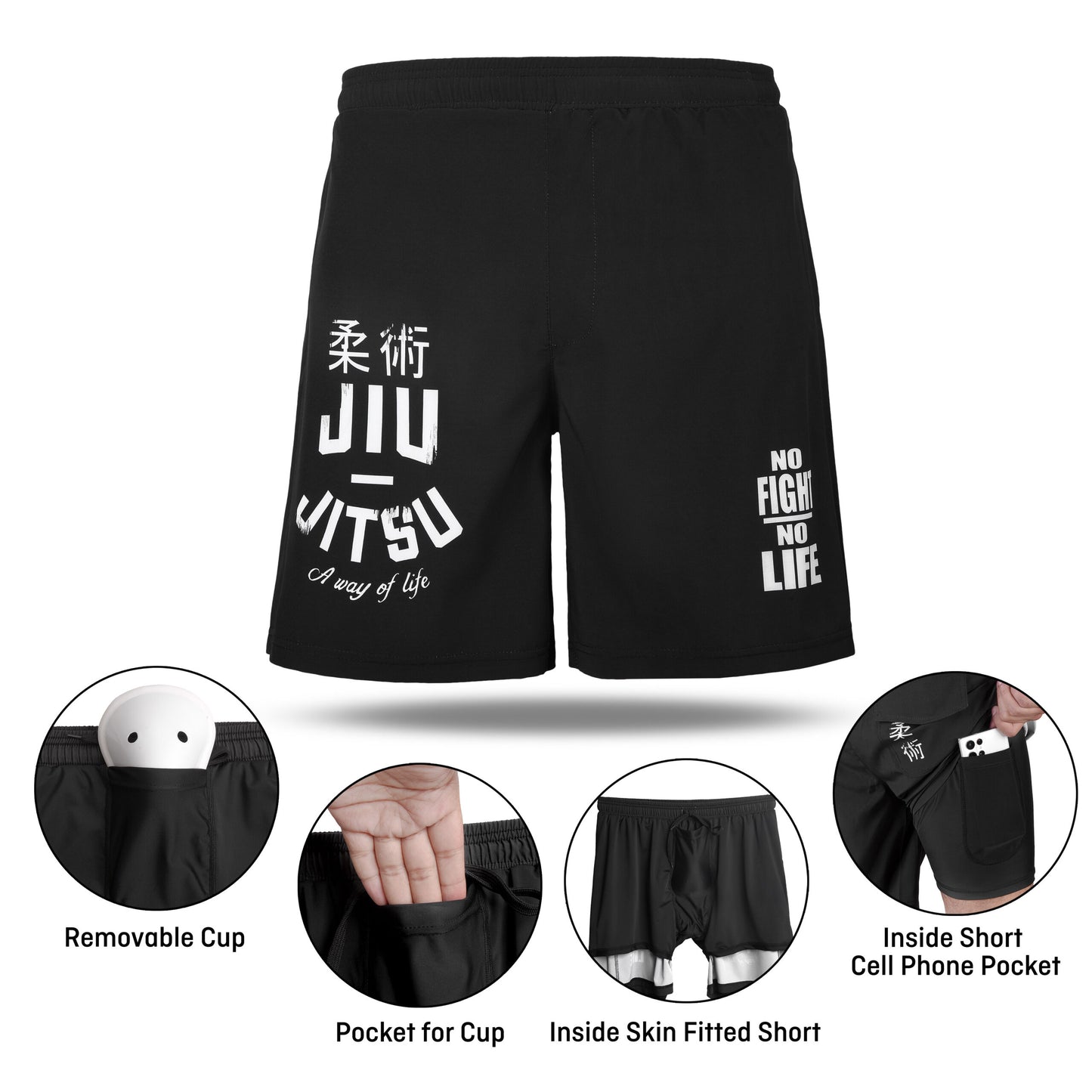 Men's MMA, BJJ Short Included Removable Athletic Cup Groin Protection image 0