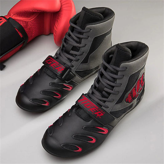 Tiger Pro Black/Red Boxing Shoes image 3