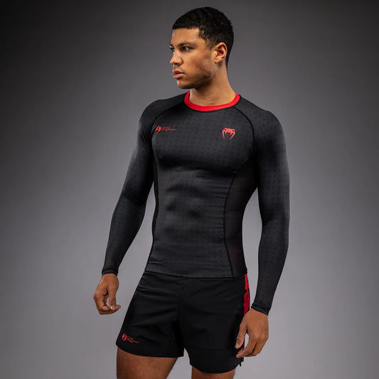 Venum x Roger Gracie Signature Long Sleeve Rashguard - Black/Red