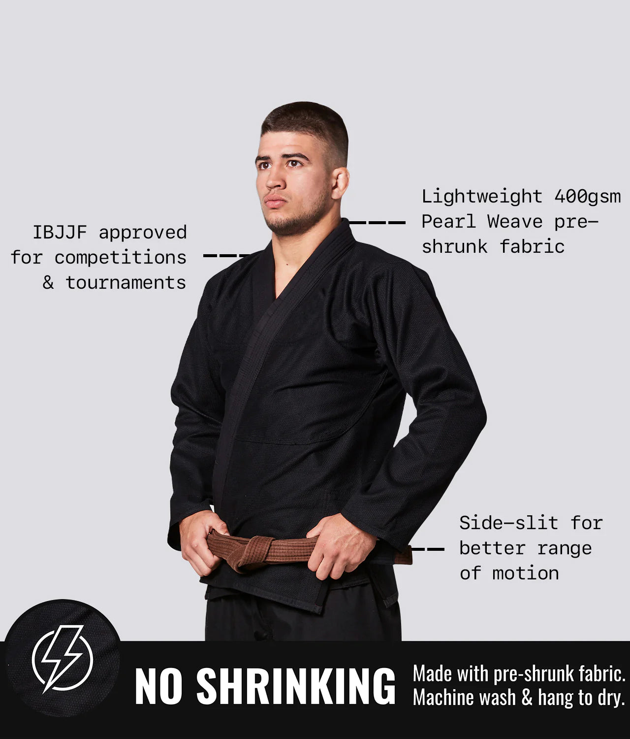 BJJ Kimono No Logo Black Gi image 5