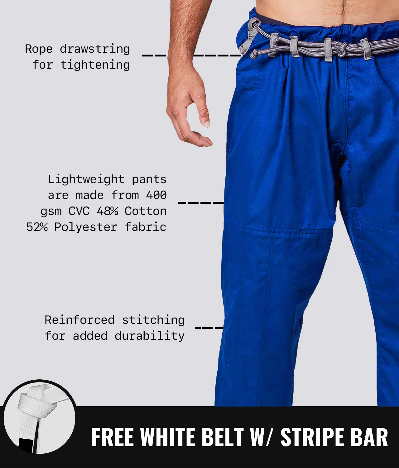 Grappling Kimono Pant No Logo Blue image 8