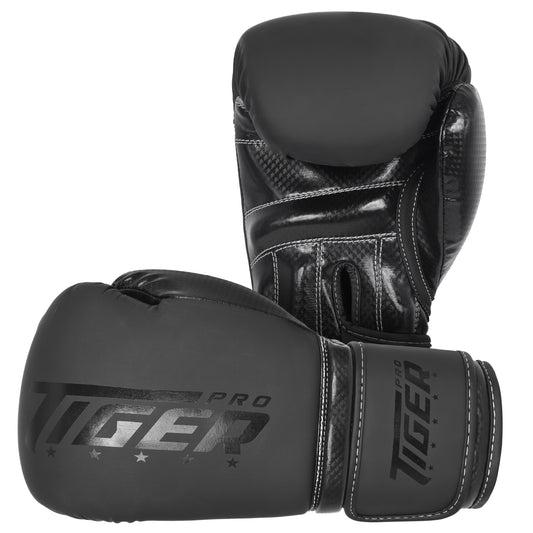 Matt Black Tiger Pro Boxing Gloves 10oz -16oz