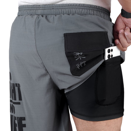 Men's Running Athletic Workout Sports Gym Short with Pocket Grey image 2
