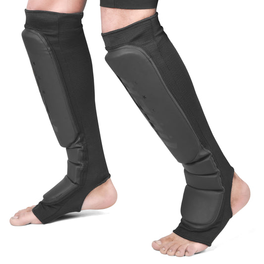 MMA Gel Padded Shin Instep Guards – Slip Up Sock Style image 1