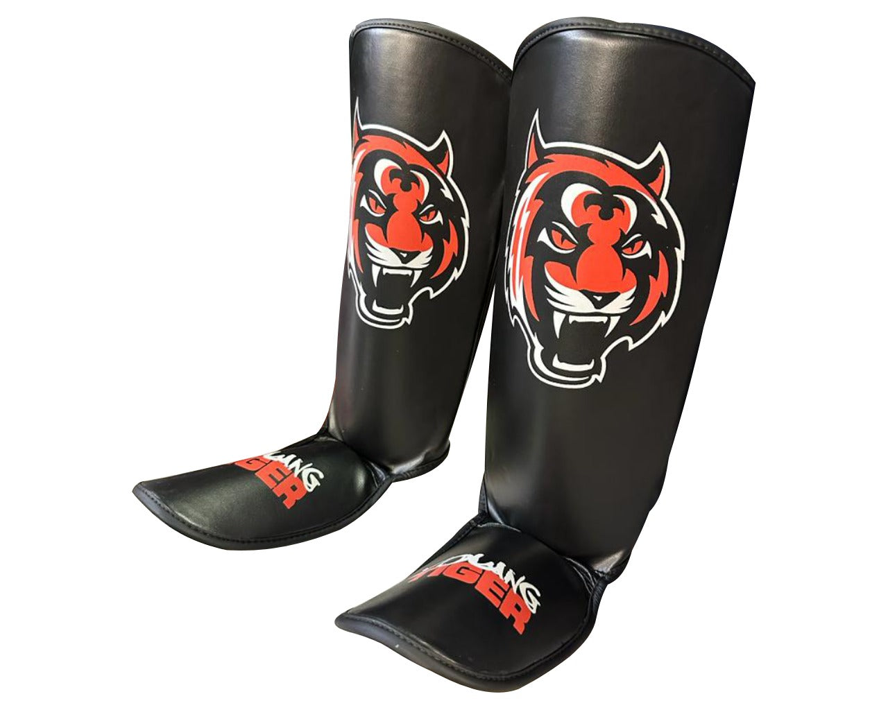 Youth Sparring Shin guards with instep for Muay Thai and MMA - Orange, 2XS 8 to 13 year image