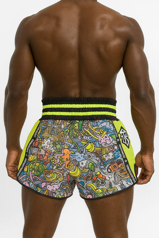 Top King Muay Thai Abstract Yellow Shorts