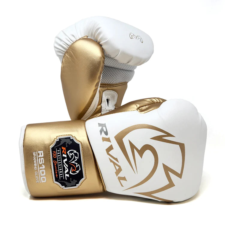 Rival RS100 Professional Sparring Gloves Laceup - White, 14oz image