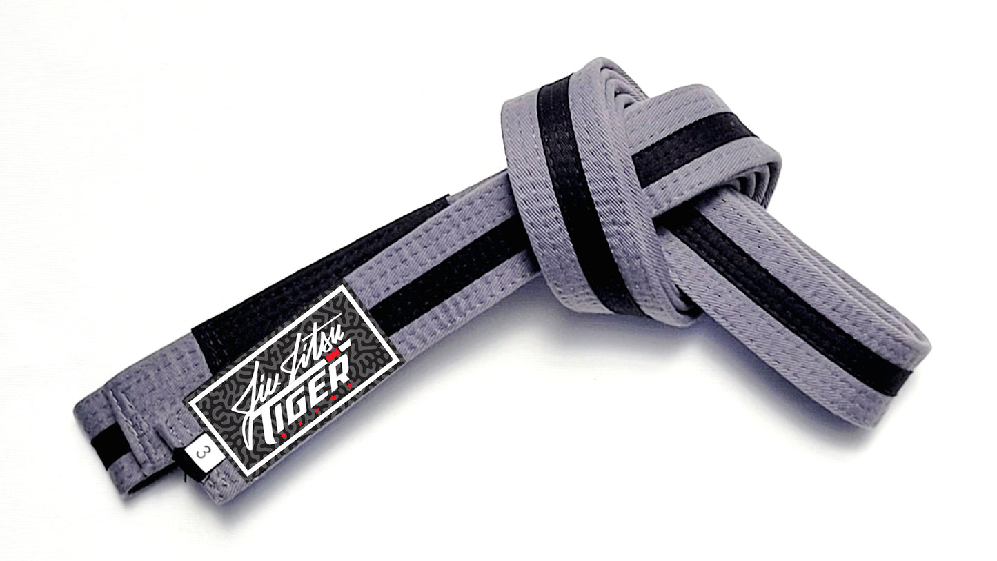 Grappling Jiu Jitsu Stripe Sleeve Belts Grey/Blk image 0