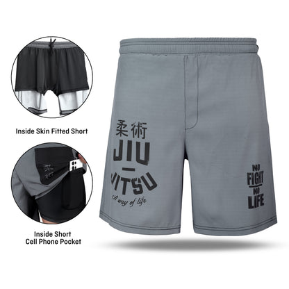 Men's Running Athletic Workout Sports Gym Short with Pocket Grey image 1