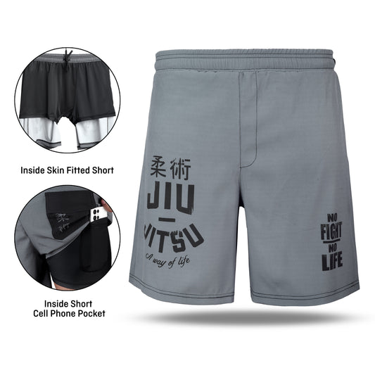 Men's Running Athletic Workout Sports Gym Short with Pocket Grey image 1