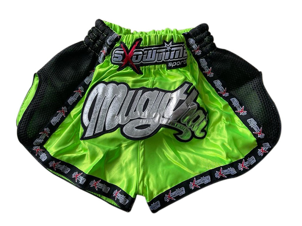 Kids Thai Boxing Shorts - Neon Green, J - M image