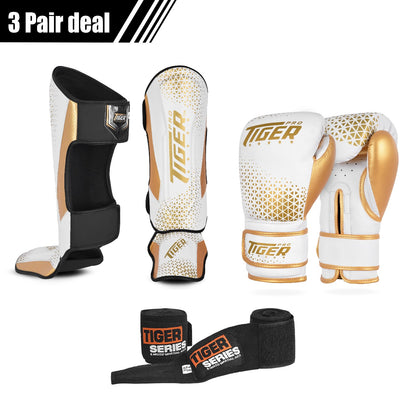 3 pair Deal Muay Thai Shin guard , Boxing Gloves and Hand Wrap Deal image 3