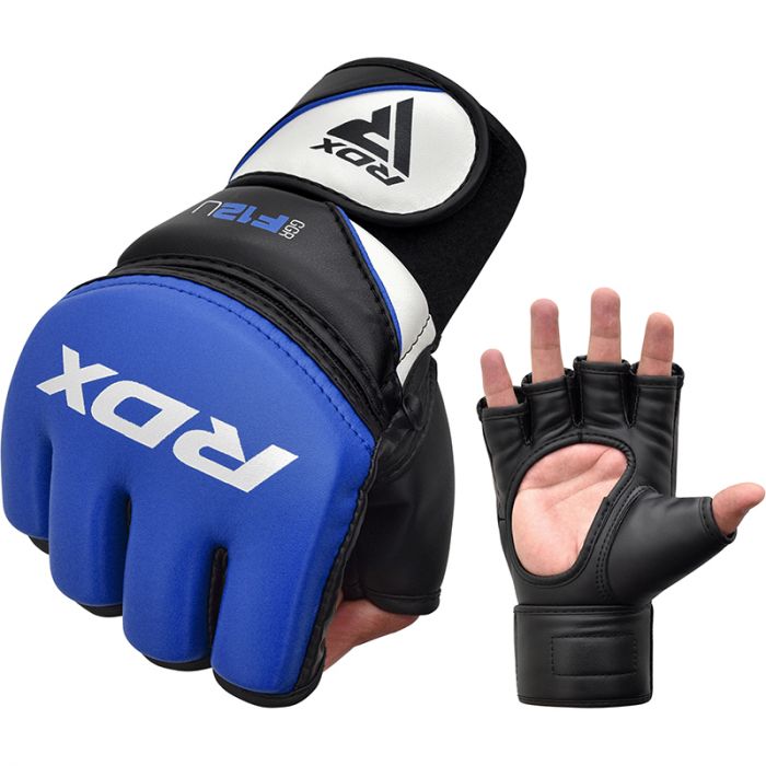 RDX F12 MMA GRAPPLING TRAINING GLOVES OPEN PALM Blue image 2