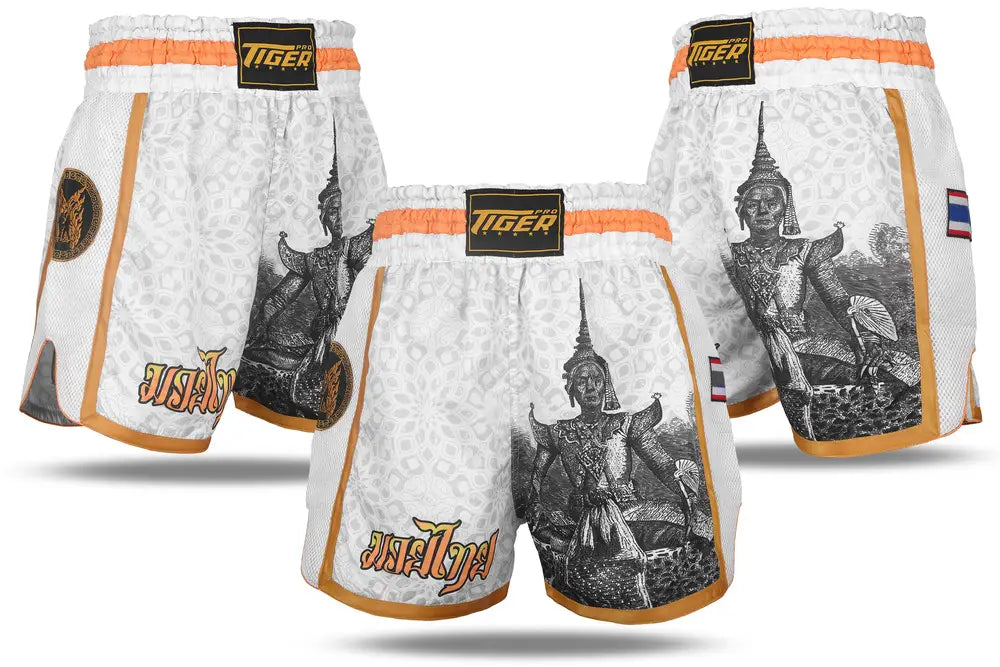 Thai Boxing Shorts White Budda image 6