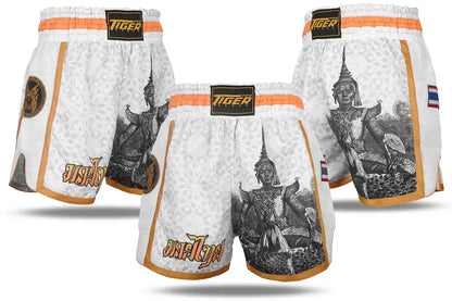 Thai Boxing Shorts White Budda image 6