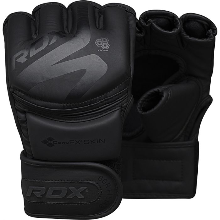 RDX F15 Noir MMA Grappling Training Gloves Open Palm Thumb Protection image 0