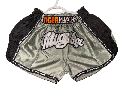 Muay Thai Mesh Satin Short Olive Green image 0