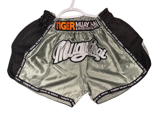 Muay Thai Mesh Satin Short Olive Green image 0