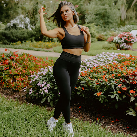 Eco-Friendly Padded Fitness Sports Bra and Legging Set – Recycled Plastic Bottle Fabric | Sweat Wicking, Removable Pads, Seamless Fit image 0