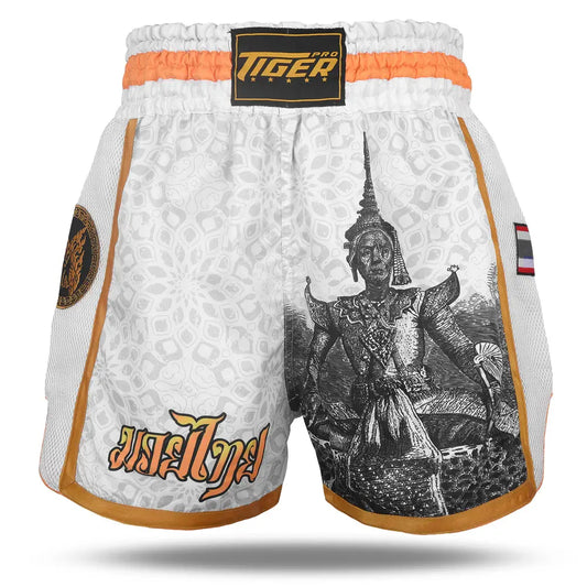 Thai Boxing Shorts White Budda image 0