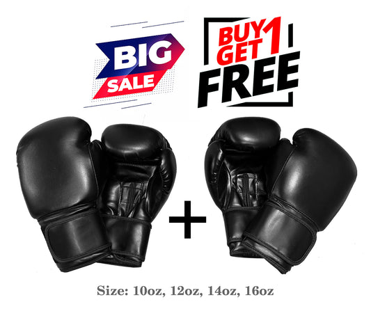 Solid Boxing Gloves Deal Buy 1 Get 1 free - Black, 12oz image
