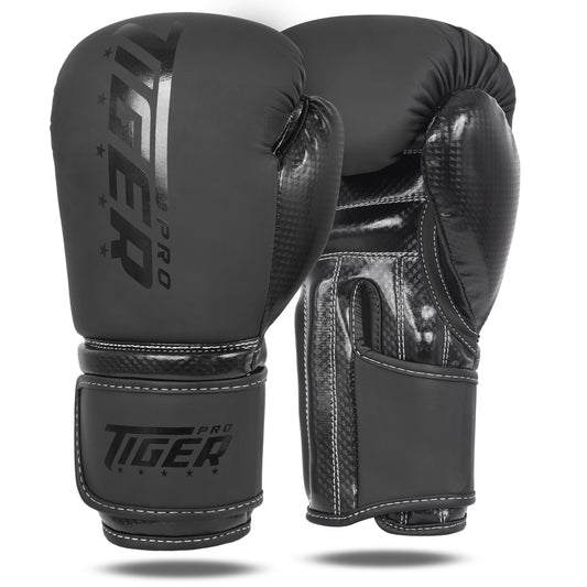 Matt Black Tiger Pro Boxing Gloves 10oz -16oz