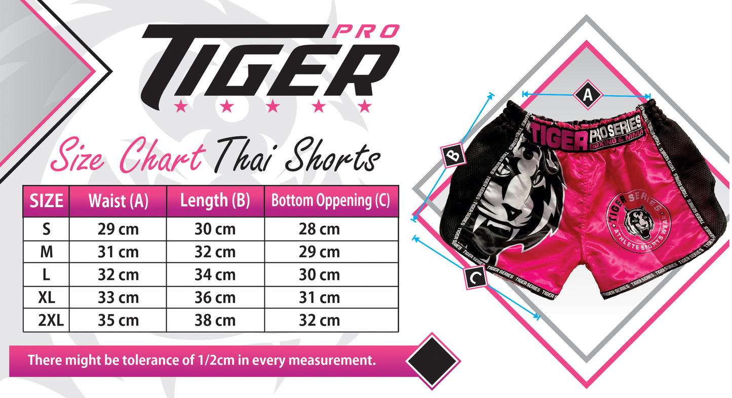 Tiger Face Thai Boxing Shorts Pink
