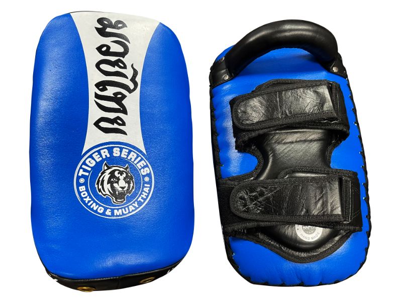Pro Thai Gel Kick Pads in Geniune Leather - Blue image
