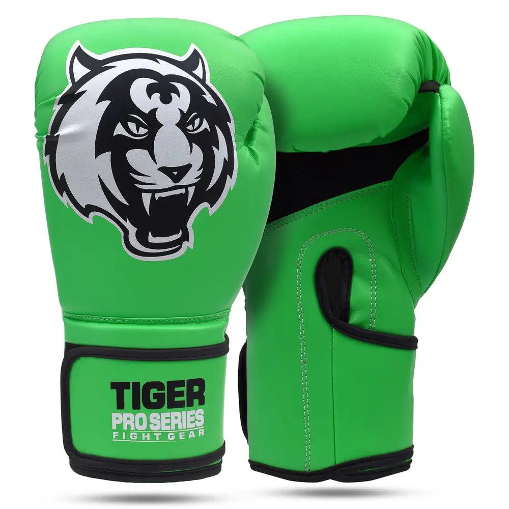Tiger Pro Muay Thai Boxing Gloves - Green, 12oz image