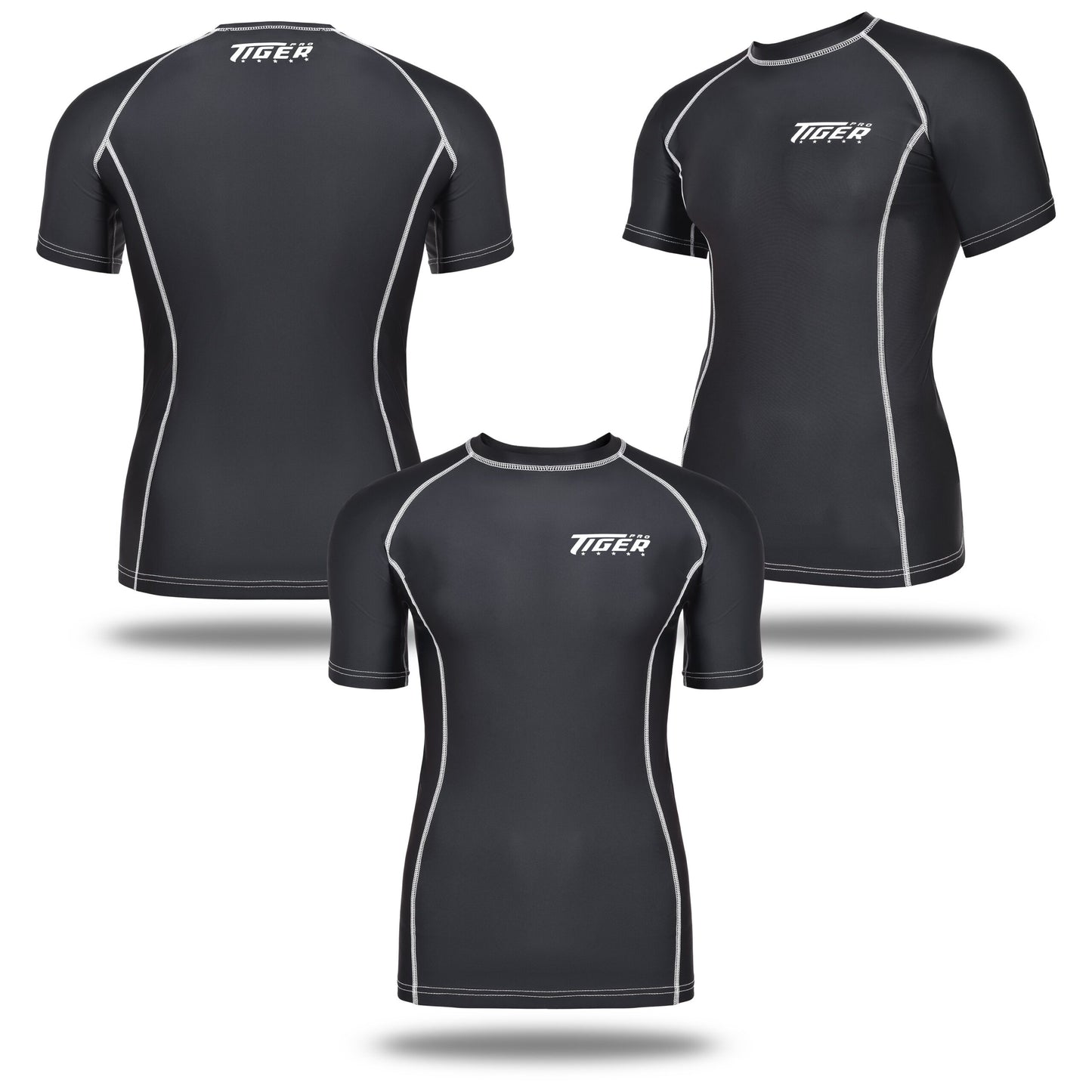 MMA Rash Guard Solid BLK Short Sleeve image 0