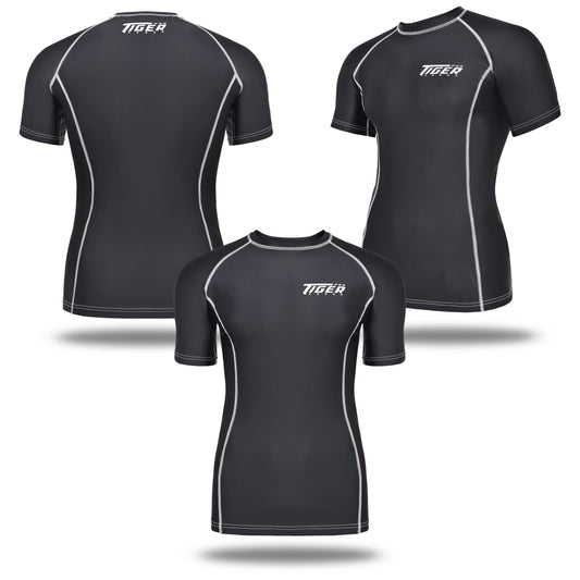 MMA Rash Guard Solid BLK Short Sleeve image 0