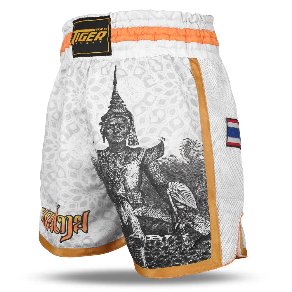 Thai Boxing Shorts White Budda image 5
