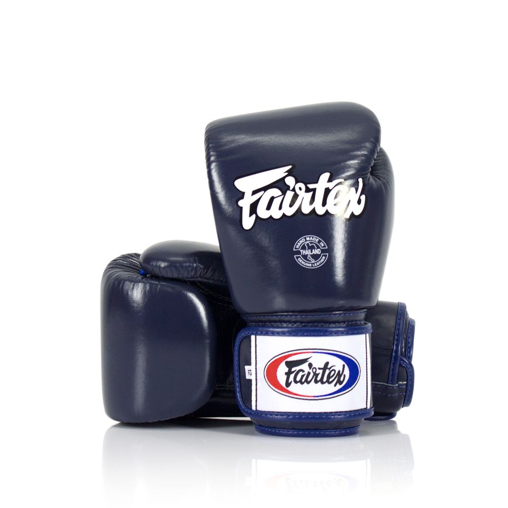 Gants de boxe en cuir coupe ajustée bleu marine