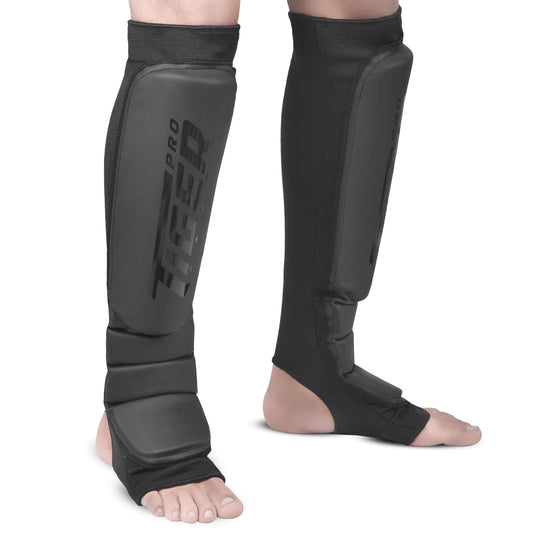 MMA Gel Padded Shin Instep Guards – Slip Up Sock Style image 0