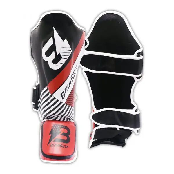 Muay Thai Sparring Shin guards with Instep - Red, M image