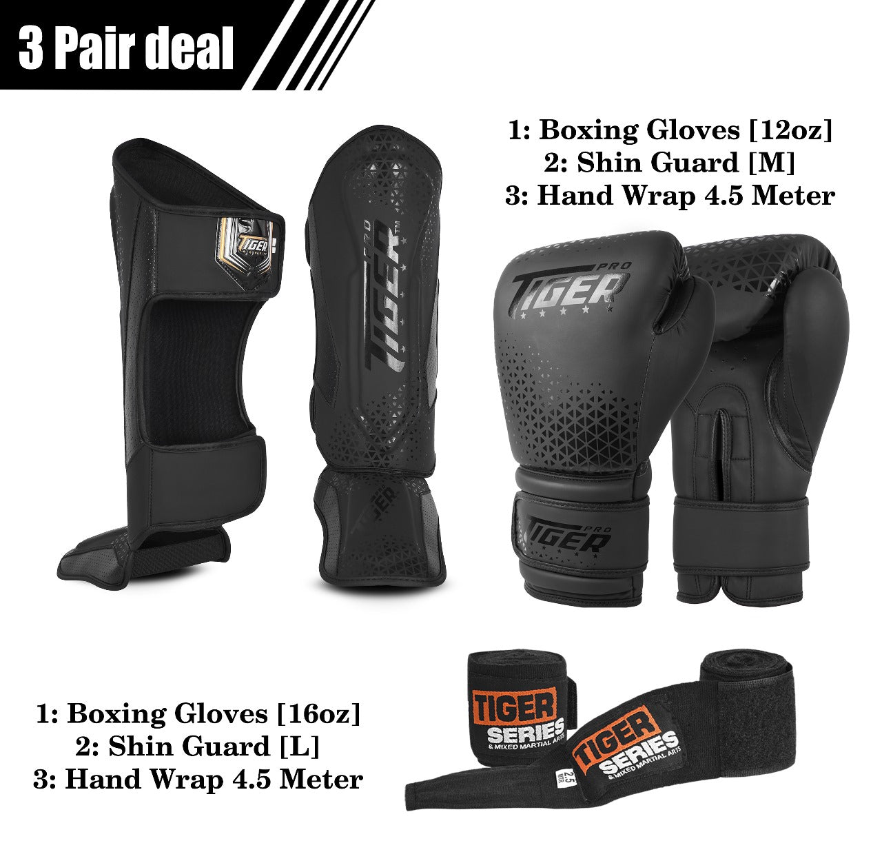 3 pair Deal Muay Thai Shin guard , Boxing Gloves and Hand Wrap Deal image 4
