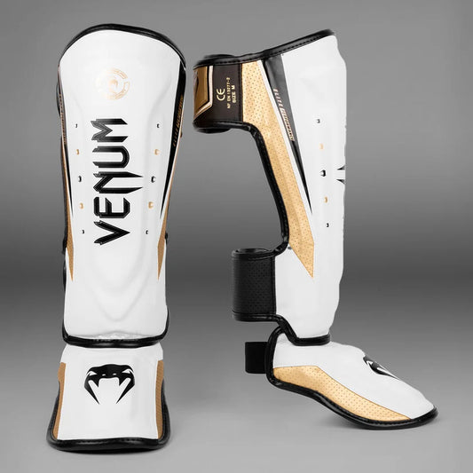 Venum Elite Evo Shinguards - White/Gold image 0