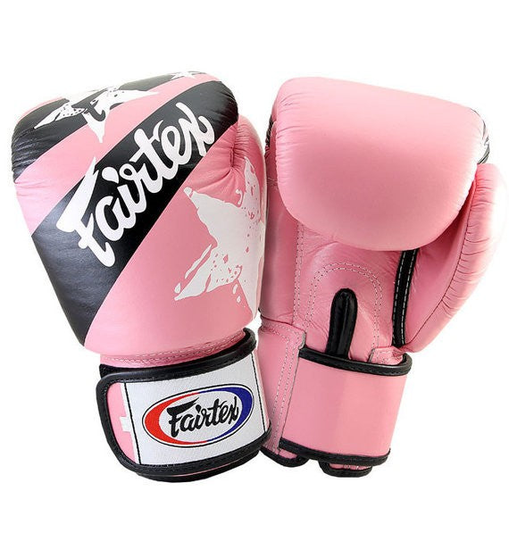 Gants de boxe en cuir imprimé national rose