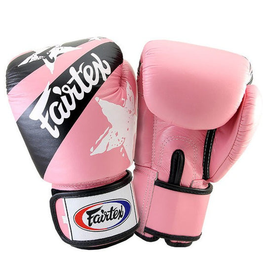 Gants de boxe en cuir imprimé national rose