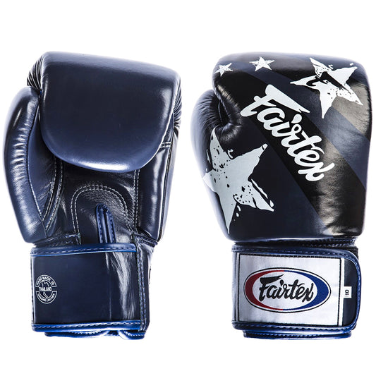 Gants de boxe en cuir imprimé national bleu