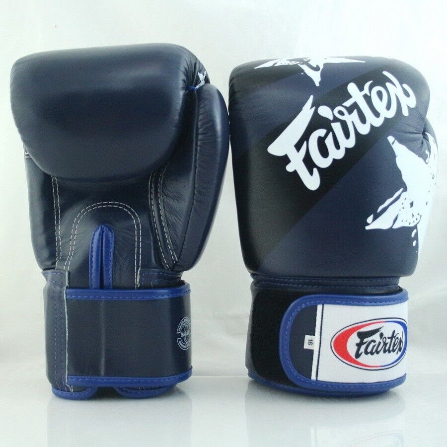Boxing Gloves in Leather National Print Blue