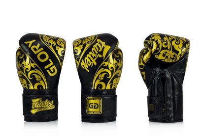 Boxing Gloves in Leather Limited Edition Glory Black/Gold