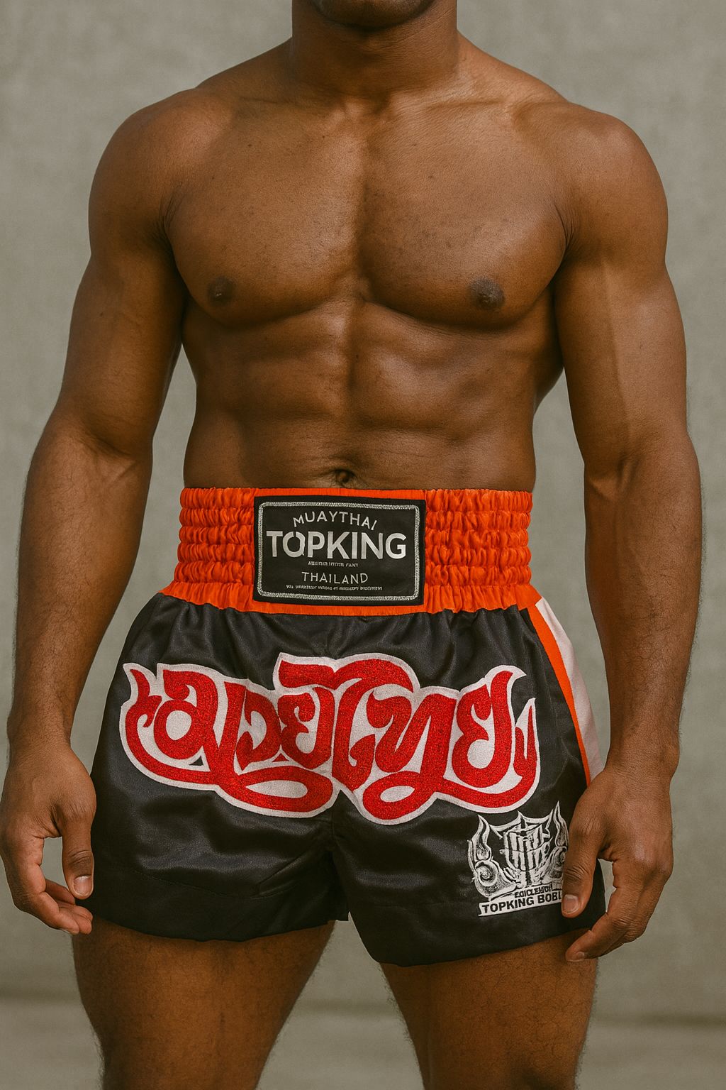 Top King Muay Thai Red Black Shorts
