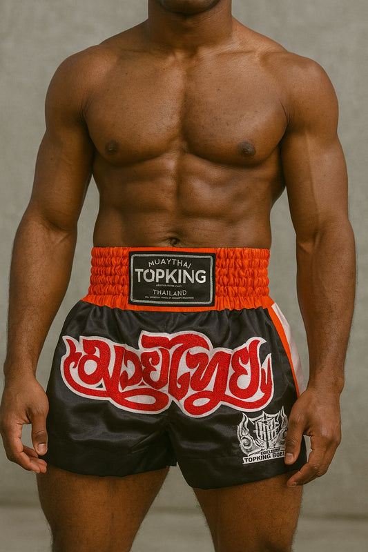 Top King Muay Thai Red Black Shorts