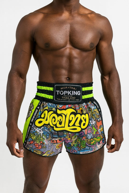 Top King Muay Thai Abstract Yellow Shorts